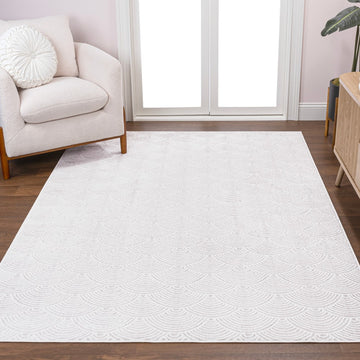 Porter Geometric Art Deco Fan Pattern High-low Area Rug